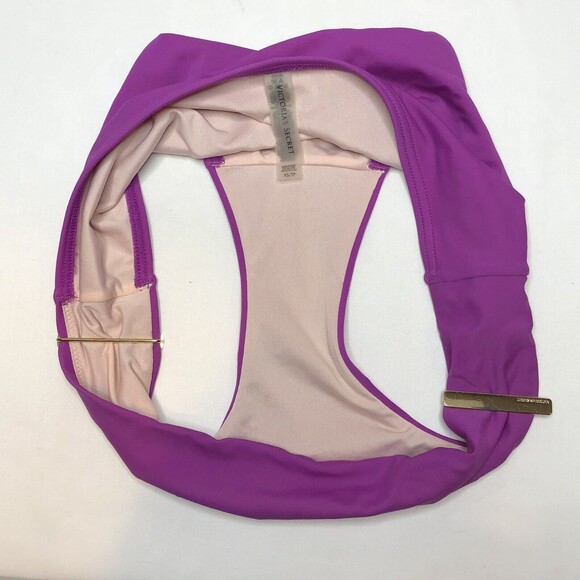 Victorias Secret Bikini Bottoms Size XS Forever Hipster Solid Purple Gold Slide - Picture 4 of 6